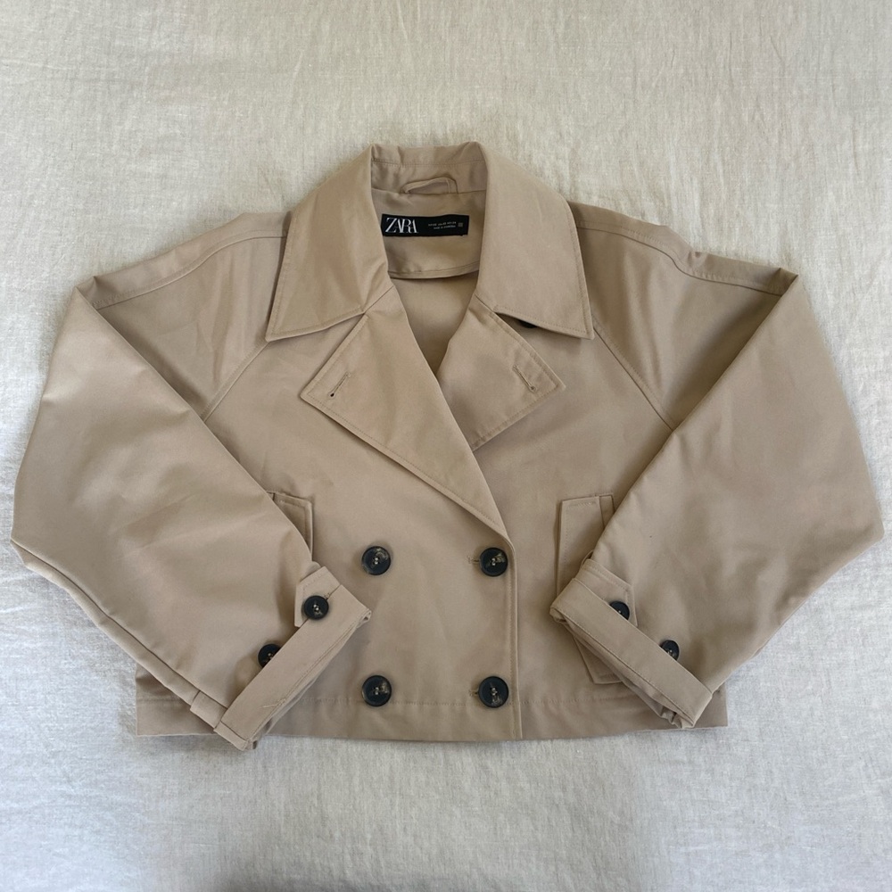 Zara cropped trench coat xs